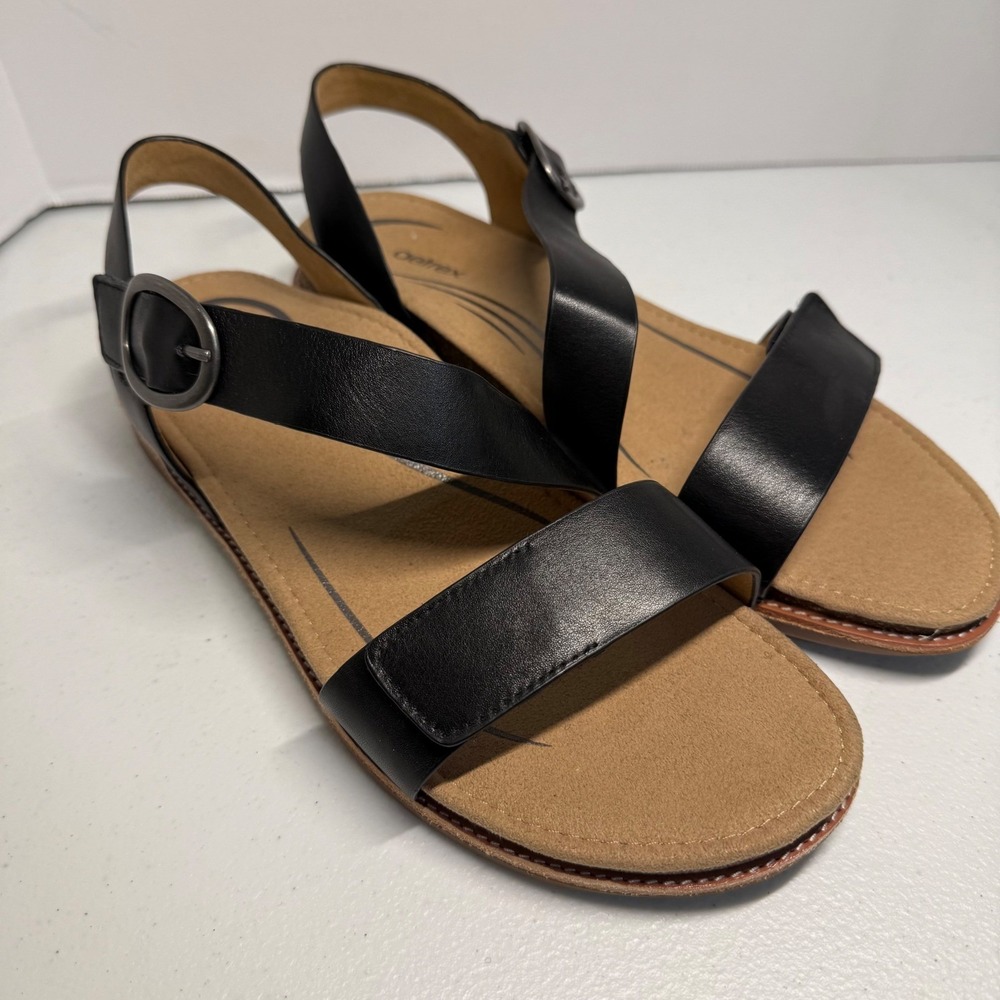 Aetrex Tamara Asymmetrical Quarter Strap Leather Sandals US 9-9.5 Orthotic
